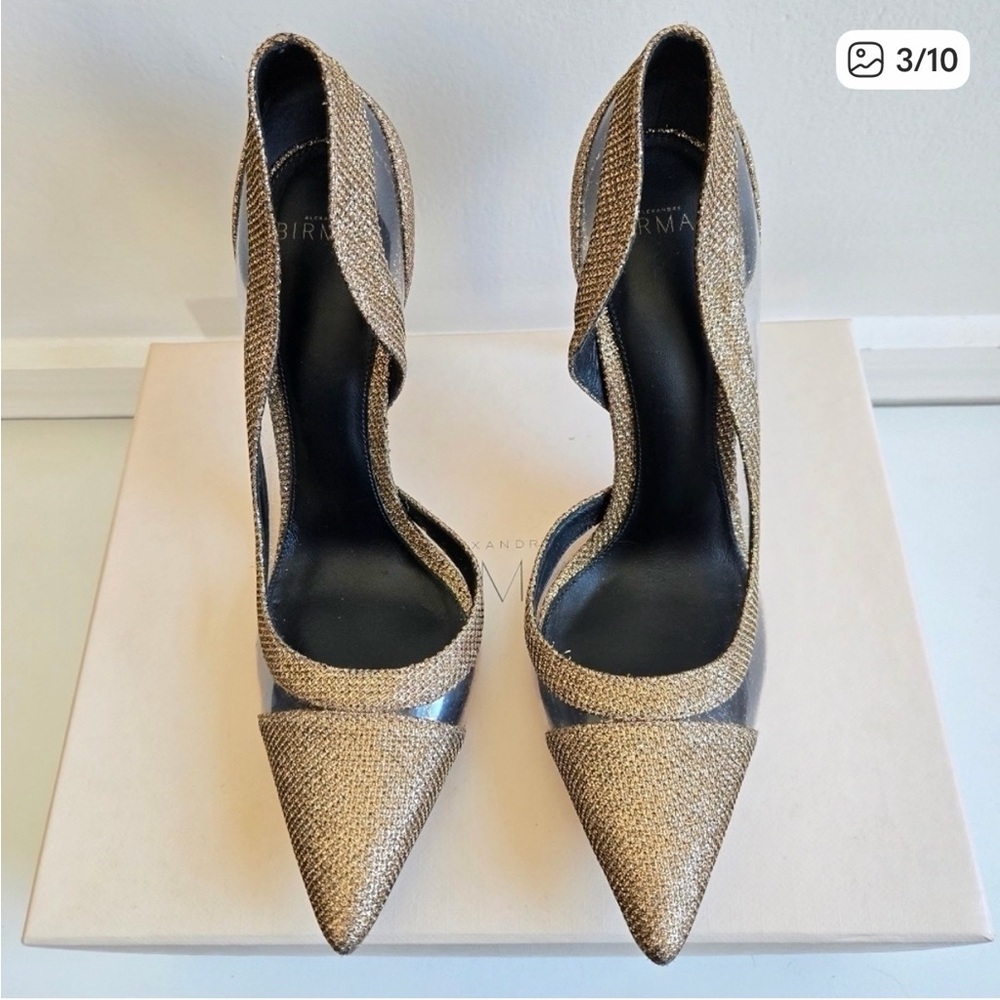 Alexandre Birman Gold Woven D'Orsay Pointed-Toe Pumps - Picture 3 of 9